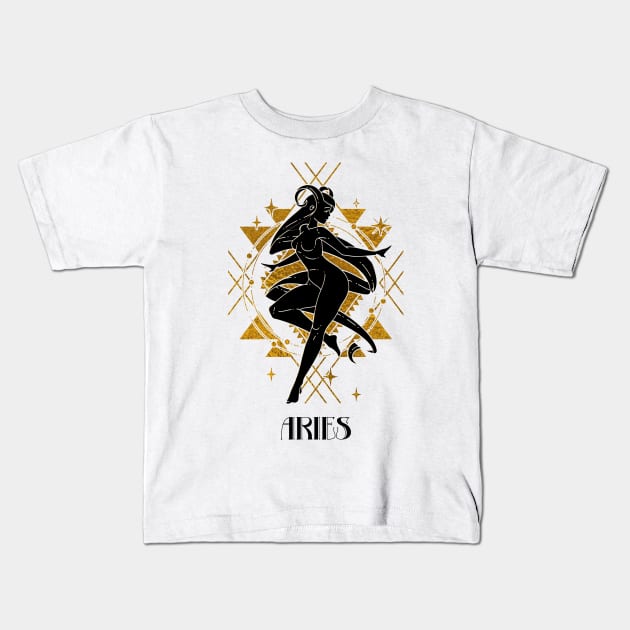 Aries zodiac sign Kids T-Shirt by Cherubic